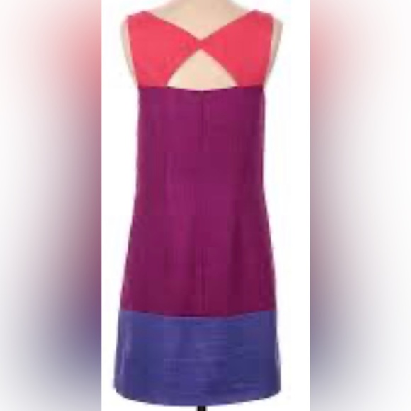 Oleg Cassini Woven Color Block Sleeveless Mini Shift Dress - Picture 7 of 9